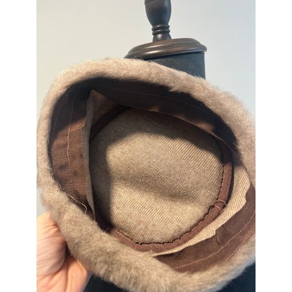 Vintage 1950s-60s Faux Fur Pill Box Hat Brown - Picture 5 of 6